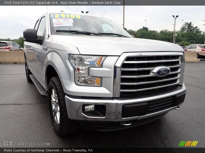Ingot Silver Metallic / Medium Earth Gray 2015 Ford F150 XLT SuperCab 4x4