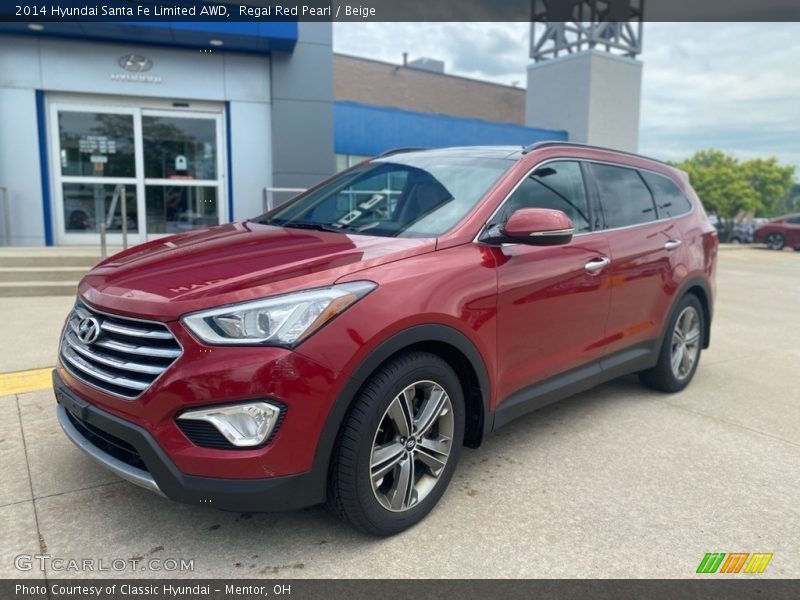 Regal Red Pearl / Beige 2014 Hyundai Santa Fe Limited AWD