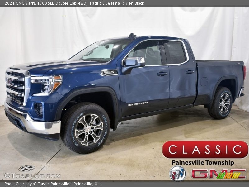 Pacific Blue Metallic / Jet Black 2021 GMC Sierra 1500 SLE Double Cab 4WD