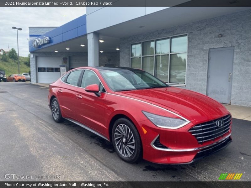 Calypso Red / Black 2021 Hyundai Sonata Limited Hybrid