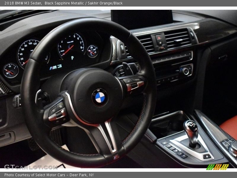 Black Sapphire Metallic / Sakhir Orange/Black 2018 BMW M3 Sedan