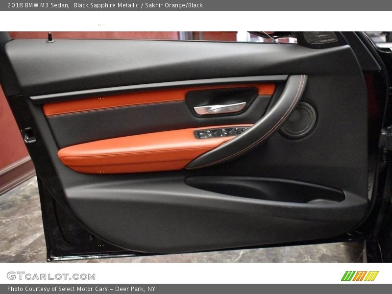 Black Sapphire Metallic / Sakhir Orange/Black 2018 BMW M3 Sedan