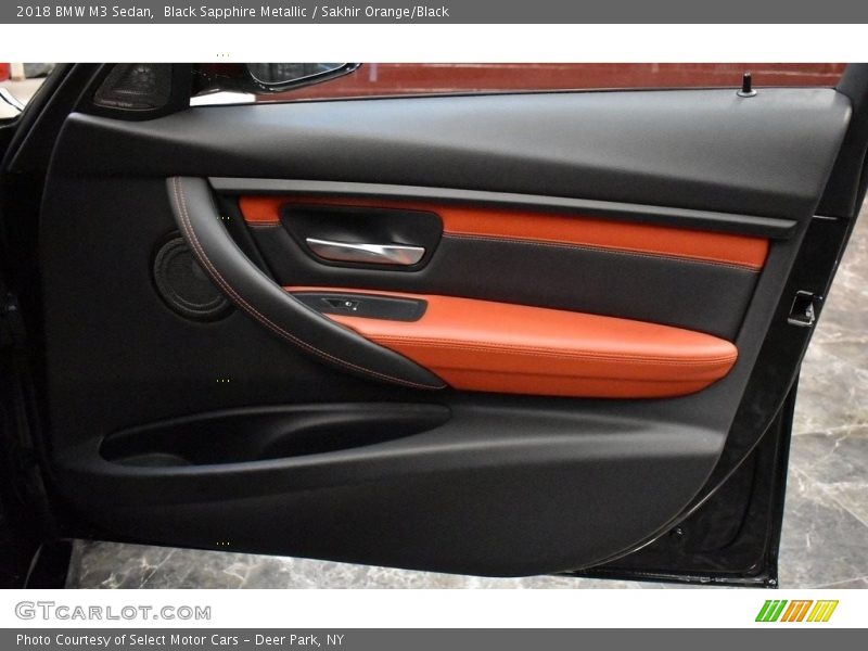 Black Sapphire Metallic / Sakhir Orange/Black 2018 BMW M3 Sedan