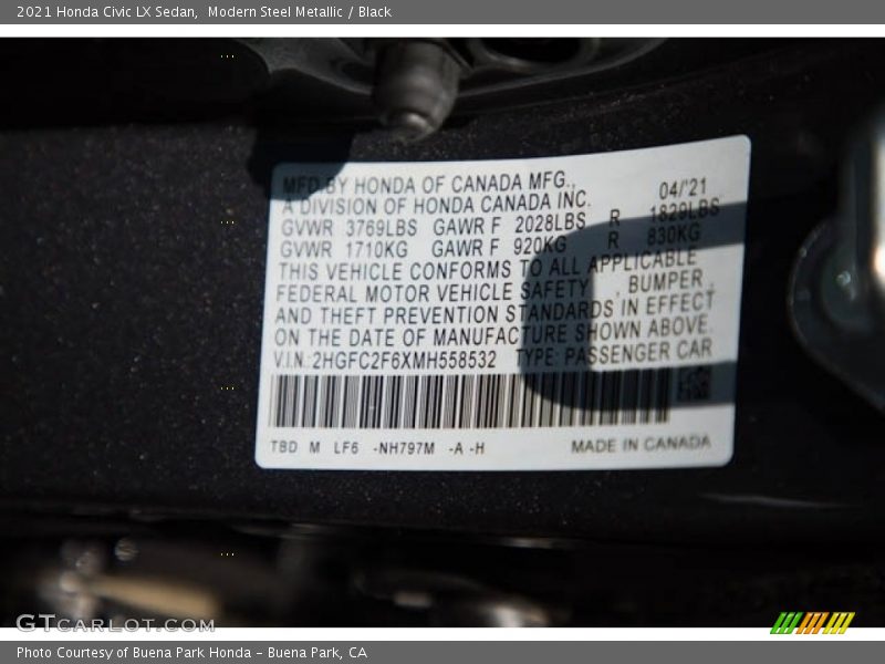Modern Steel Metallic / Black 2021 Honda Civic LX Sedan