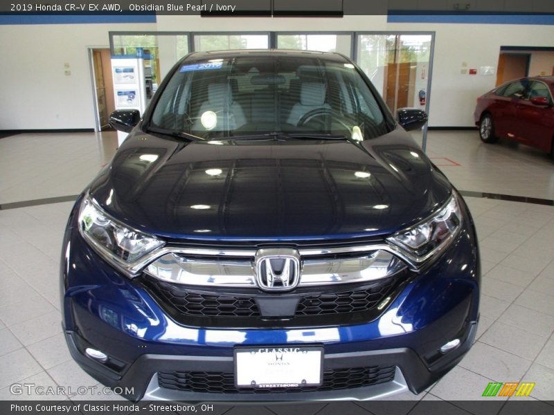 Obsidian Blue Pearl / Ivory 2019 Honda CR-V EX AWD