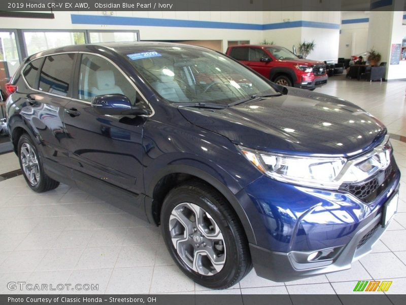 Obsidian Blue Pearl / Ivory 2019 Honda CR-V EX AWD