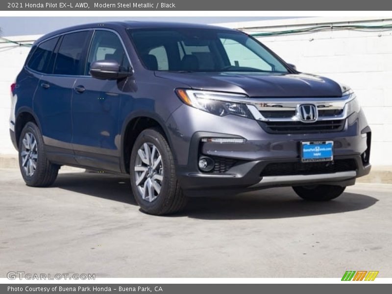 Modern Steel Metallic / Black 2021 Honda Pilot EX-L AWD
