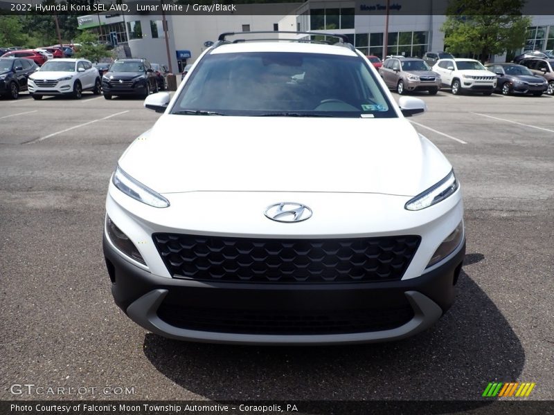 Lunar White / Gray/Black 2022 Hyundai Kona SEL AWD