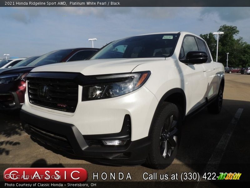 Platinum White Pearl / Black 2021 Honda Ridgeline Sport AWD