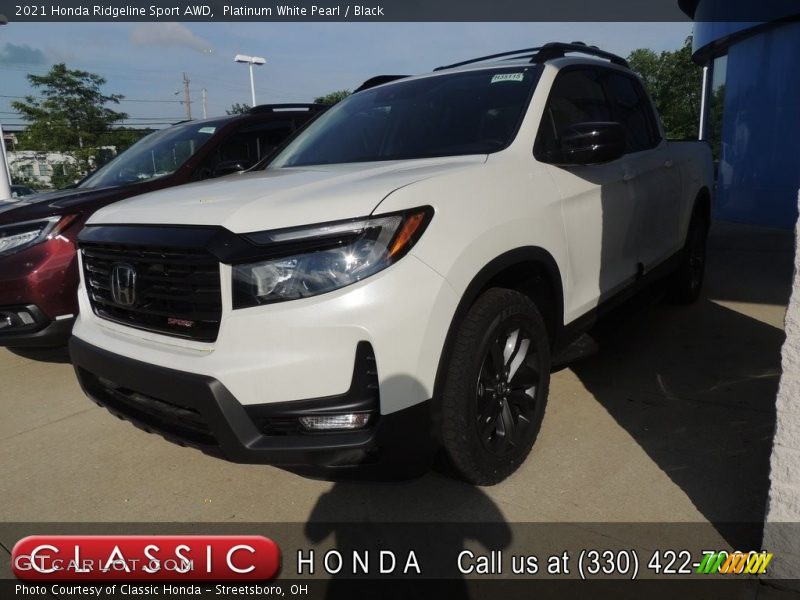 Platinum White Pearl / Black 2021 Honda Ridgeline Sport AWD