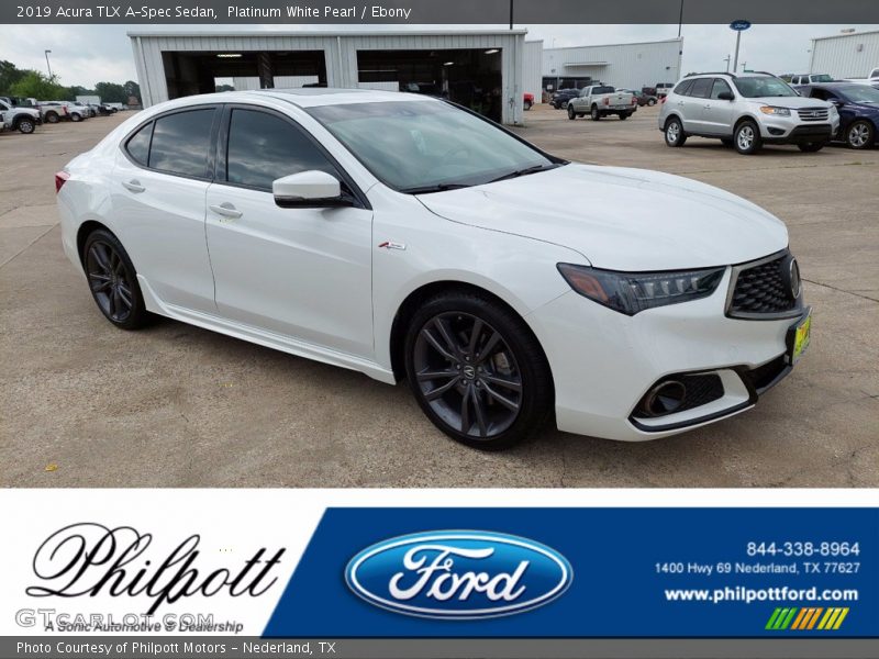 Platinum White Pearl / Ebony 2019 Acura TLX A-Spec Sedan
