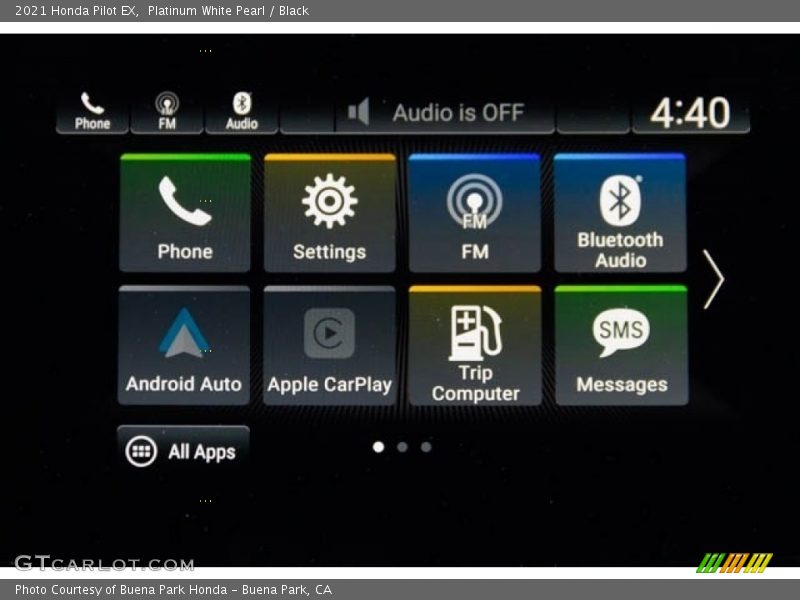 Platinum White Pearl / Black 2021 Honda Pilot EX