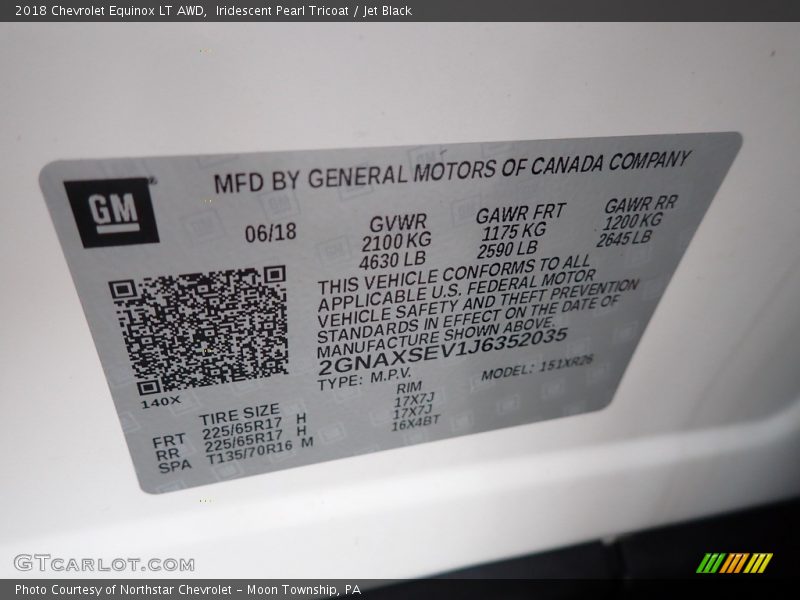 Iridescent Pearl Tricoat / Jet Black 2018 Chevrolet Equinox LT AWD
