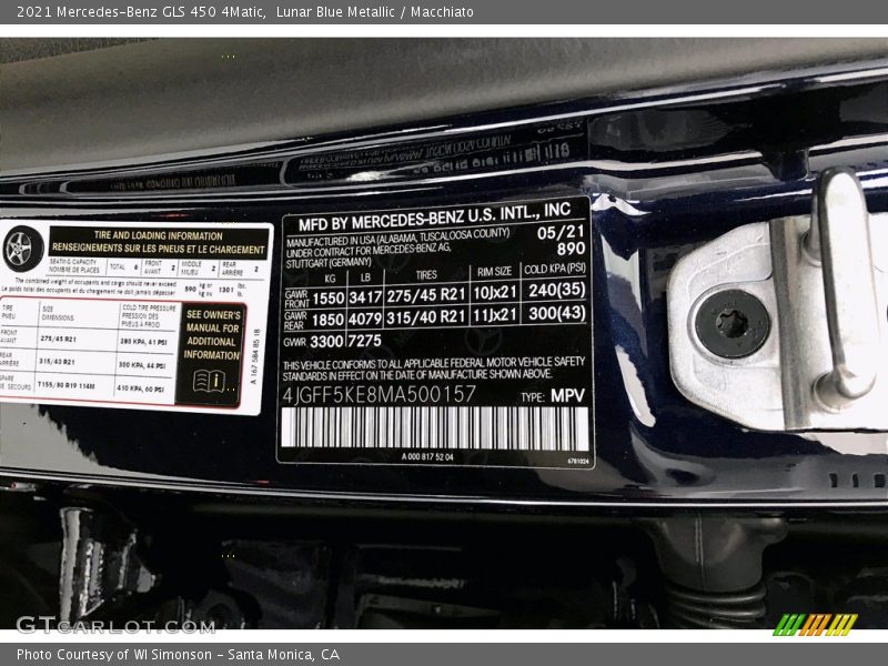 Lunar Blue Metallic / Macchiato 2021 Mercedes-Benz GLS 450 4Matic