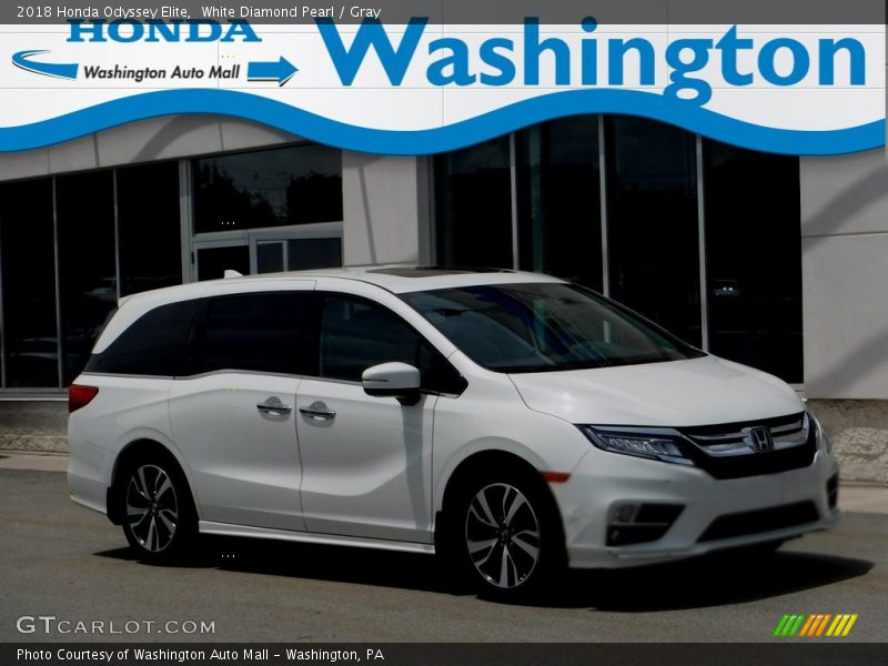 White Diamond Pearl / Gray 2018 Honda Odyssey Elite