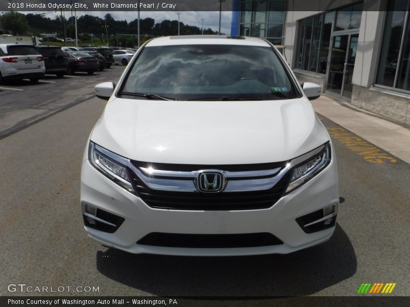 White Diamond Pearl / Gray 2018 Honda Odyssey Elite