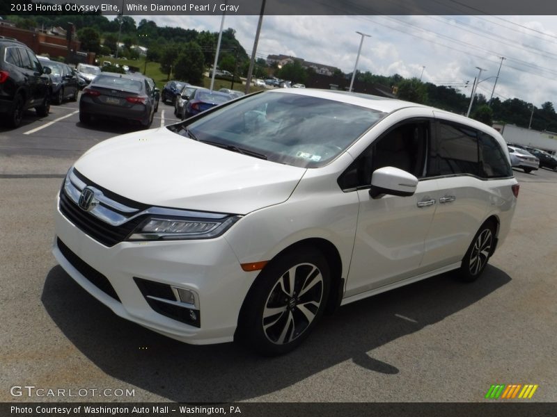 White Diamond Pearl / Gray 2018 Honda Odyssey Elite