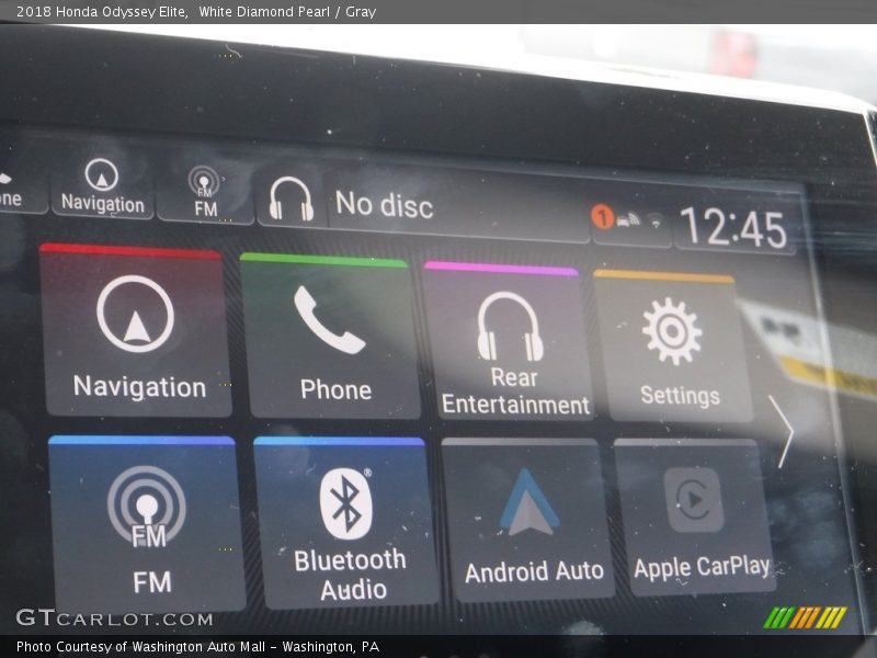 White Diamond Pearl / Gray 2018 Honda Odyssey Elite