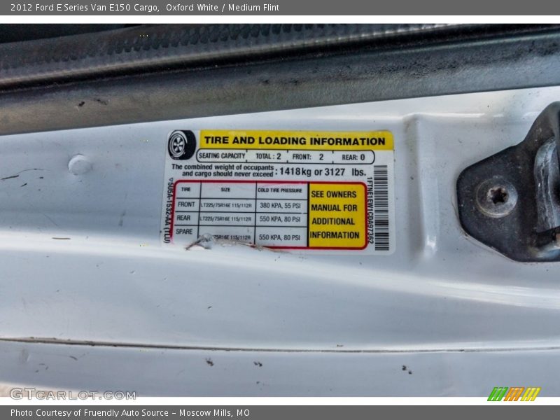 Oxford White / Medium Flint 2012 Ford E Series Van E150 Cargo