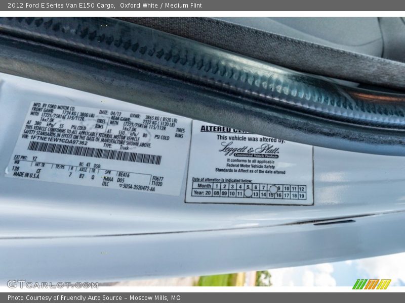 Oxford White / Medium Flint 2012 Ford E Series Van E150 Cargo