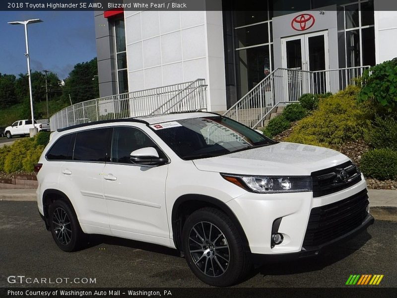 Blizzard White Pearl / Black 2018 Toyota Highlander SE AWD