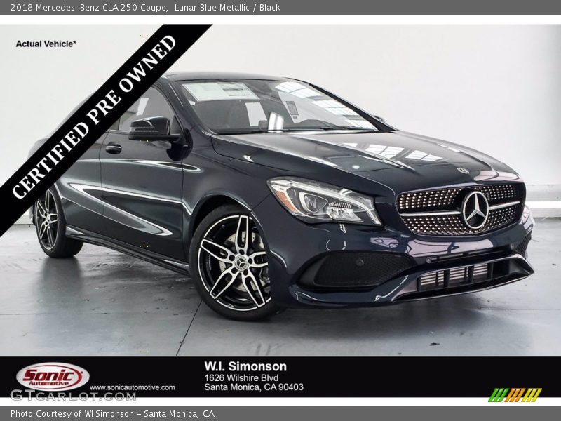 Lunar Blue Metallic / Black 2018 Mercedes-Benz CLA 250 Coupe