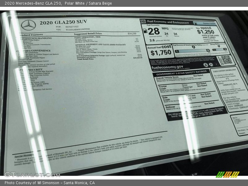 Polar White / Sahara Beige 2020 Mercedes-Benz GLA 250