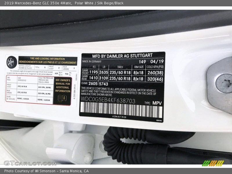 Polar White / Silk Beige/Black 2019 Mercedes-Benz GLC 350e 4Matic