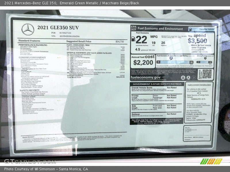 Emerald Green Metallic / Macchiato Beige/Black 2021 Mercedes-Benz GLE 350