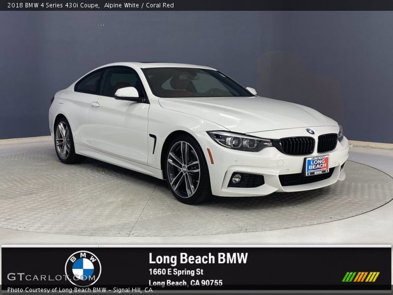 Alpine White / Coral Red 2018 BMW 4 Series 430i Coupe