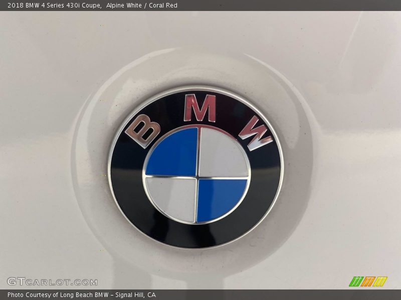 Alpine White / Coral Red 2018 BMW 4 Series 430i Coupe