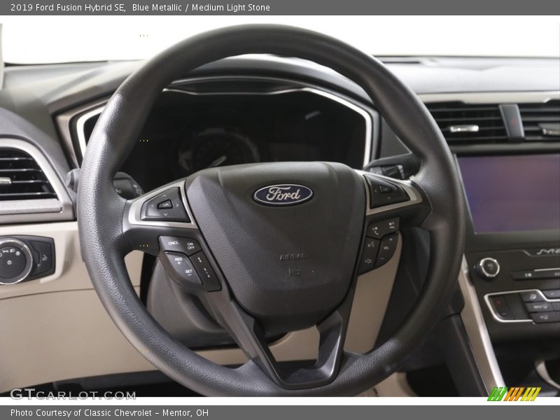 Blue Metallic / Medium Light Stone 2019 Ford Fusion Hybrid SE