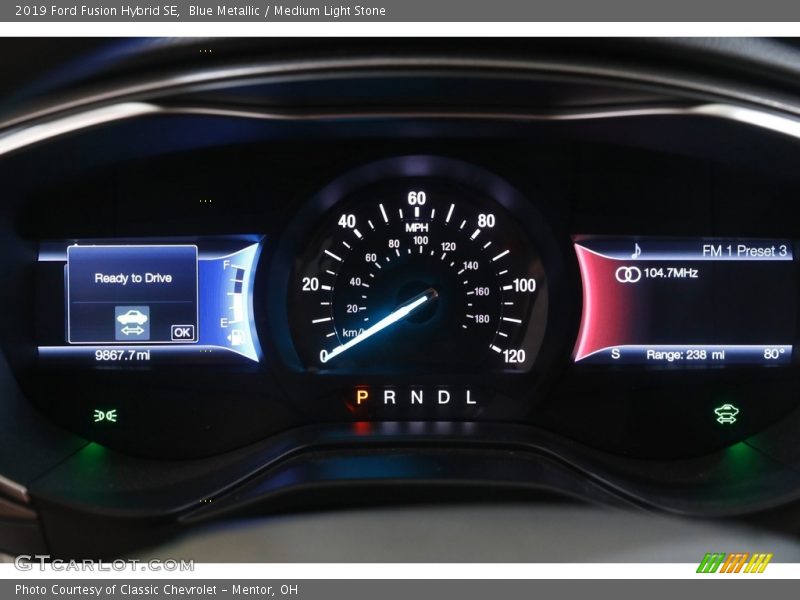 Blue Metallic / Medium Light Stone 2019 Ford Fusion Hybrid SE