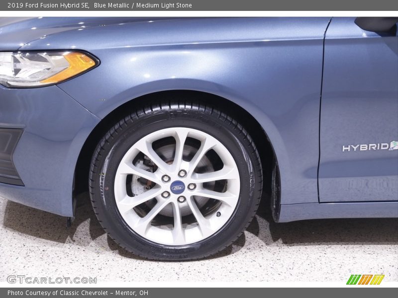 Blue Metallic / Medium Light Stone 2019 Ford Fusion Hybrid SE