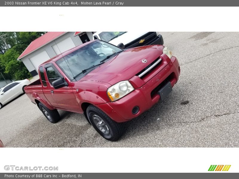 Molten Lava Pearl / Gray 2003 Nissan Frontier XE V6 King Cab 4x4