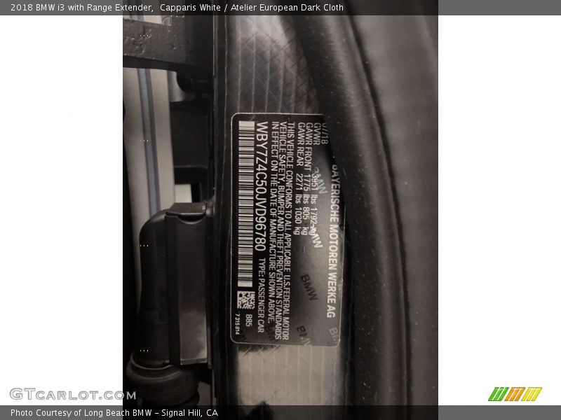 Capparis White / Atelier European Dark Cloth 2018 BMW i3 with Range Extender