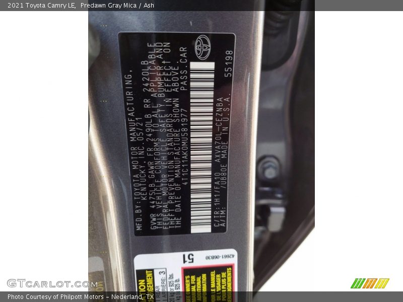 Predawn Gray Mica / Ash 2021 Toyota Camry LE