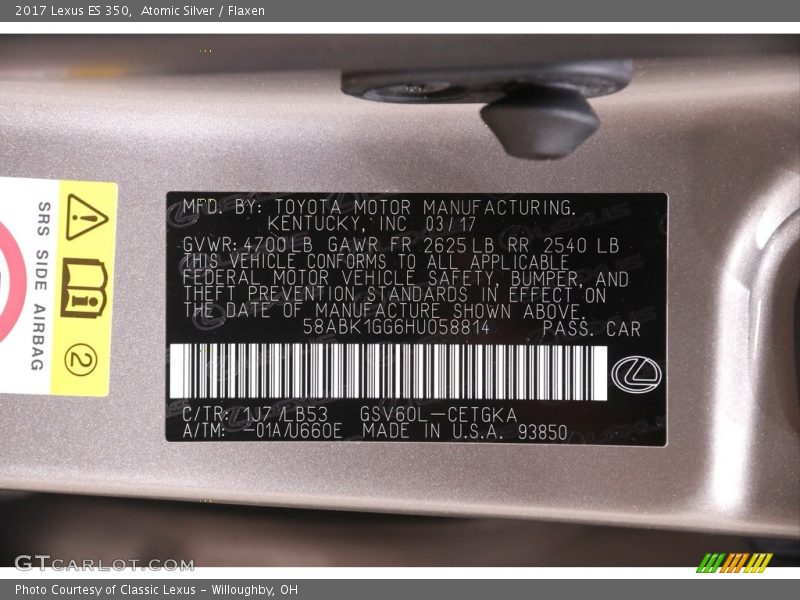 Atomic Silver / Flaxen 2017 Lexus ES 350