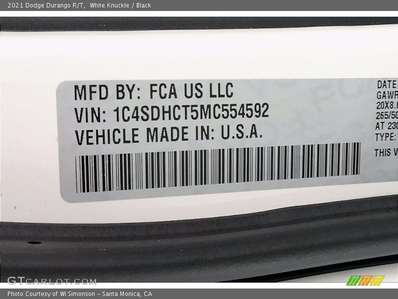 White Knuckle / Black 2021 Dodge Durango R/T