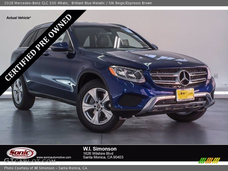 Brilliant Blue Metallic / Silk Beige/Espresso Brown 2018 Mercedes-Benz GLC 300 4Matic
