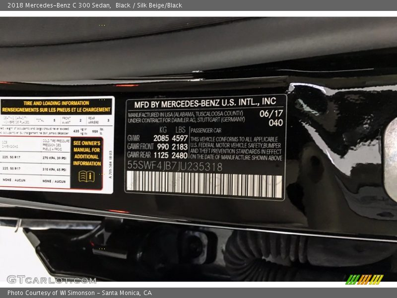 Black / Silk Beige/Black 2018 Mercedes-Benz C 300 Sedan