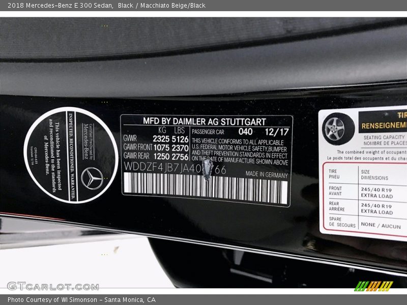 Black / Macchiato Beige/Black 2018 Mercedes-Benz E 300 Sedan