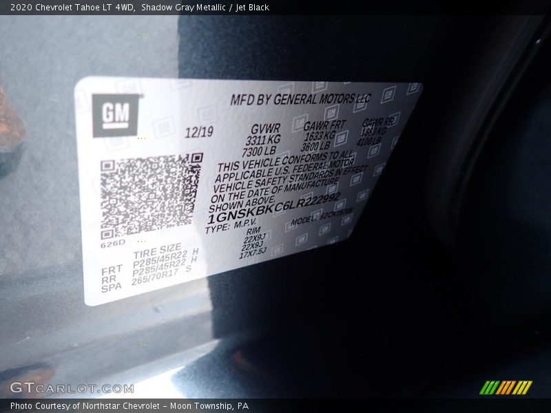 Shadow Gray Metallic / Jet Black 2020 Chevrolet Tahoe LT 4WD