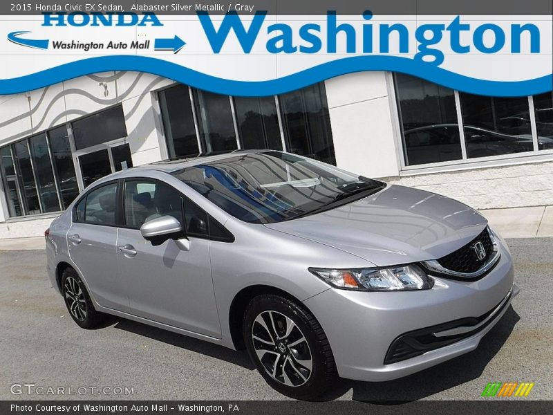 Alabaster Silver Metallic / Gray 2015 Honda Civic EX Sedan