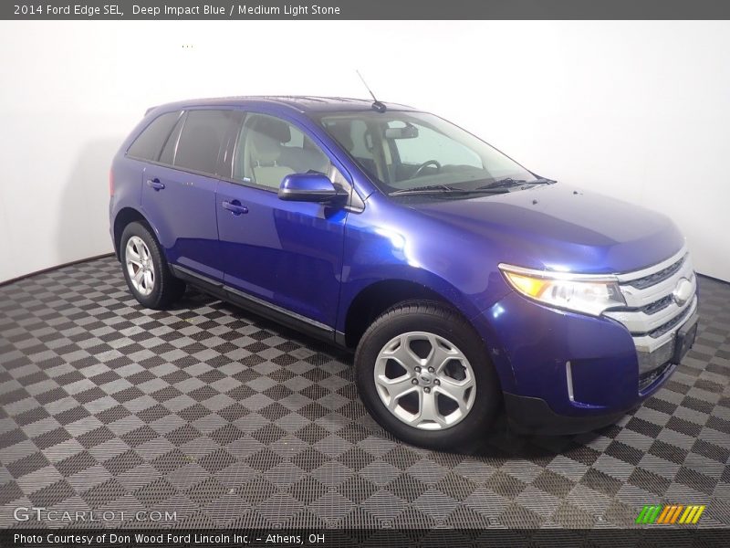Deep Impact Blue / Medium Light Stone 2014 Ford Edge SEL