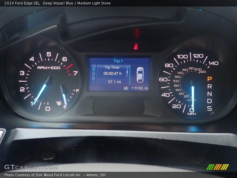 Deep Impact Blue / Medium Light Stone 2014 Ford Edge SEL