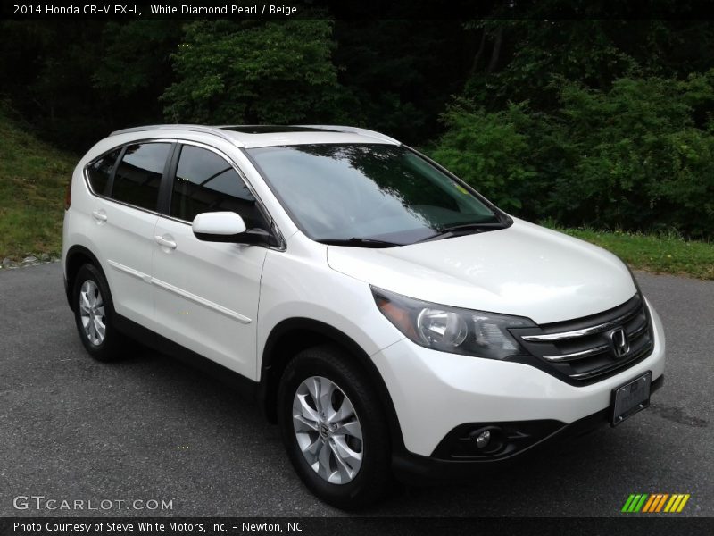 White Diamond Pearl / Beige 2014 Honda CR-V EX-L