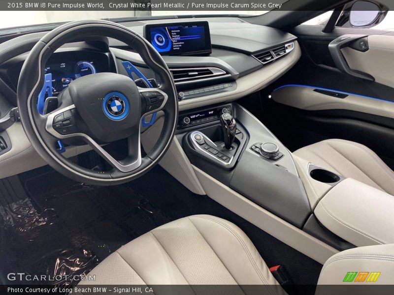 Crystal White Pearl Metallic / Pure Impulse Carum Spice Grey 2015 BMW i8 Pure Impulse World