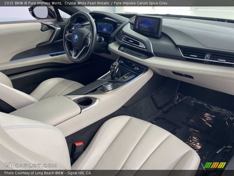 Crystal White Pearl Metallic / Pure Impulse Carum Spice Grey 2015 BMW i8 Pure Impulse World