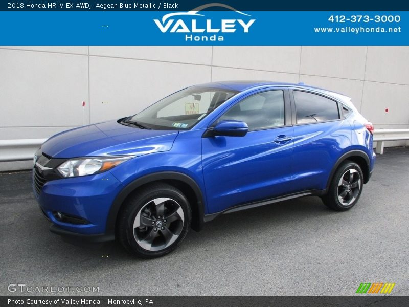 Aegean Blue Metallic / Black 2018 Honda HR-V EX AWD